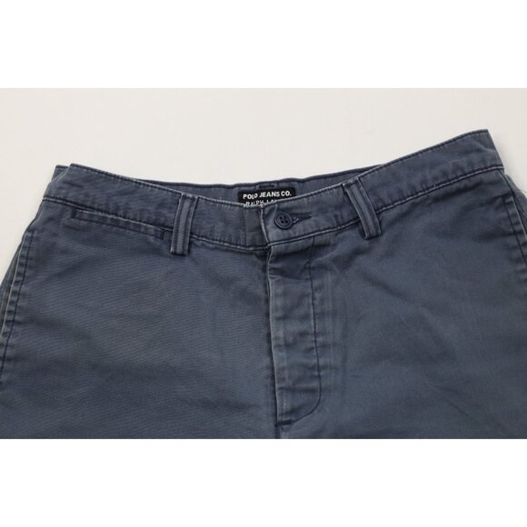 Vintage 90s Ralph Lauren Womens 8 Sun Faded Button Fly Above Knee Shorts Blue - Picture 2 of 14